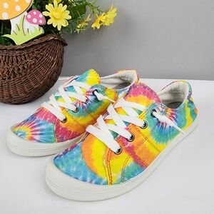 Jellypop Colorful Tie-Dye Canvas Slip On Sneaker Shoe Sz Womens 8
